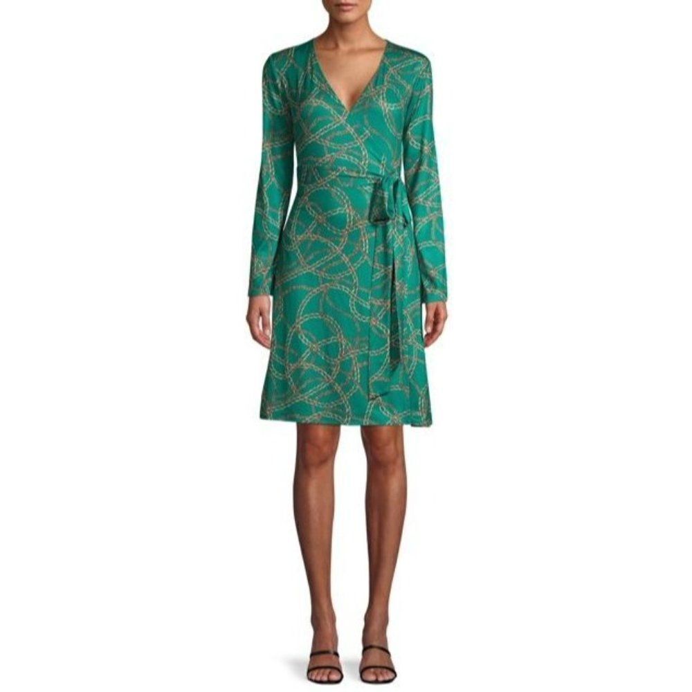 C. Wonder Green and Gold Long Sleeve Dress. Easy care. Very flattering